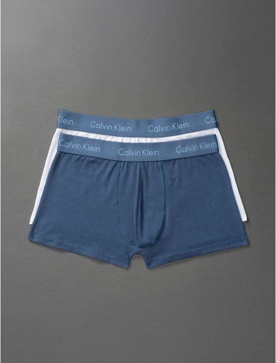 Kit 2 Cuecas Menino Trunk Classic Calvin Klein Underwear - Azul Medio/Azul Claro Kit 2 Cuecas Menino Trunk Classic Calvin Klein Underwear Azul