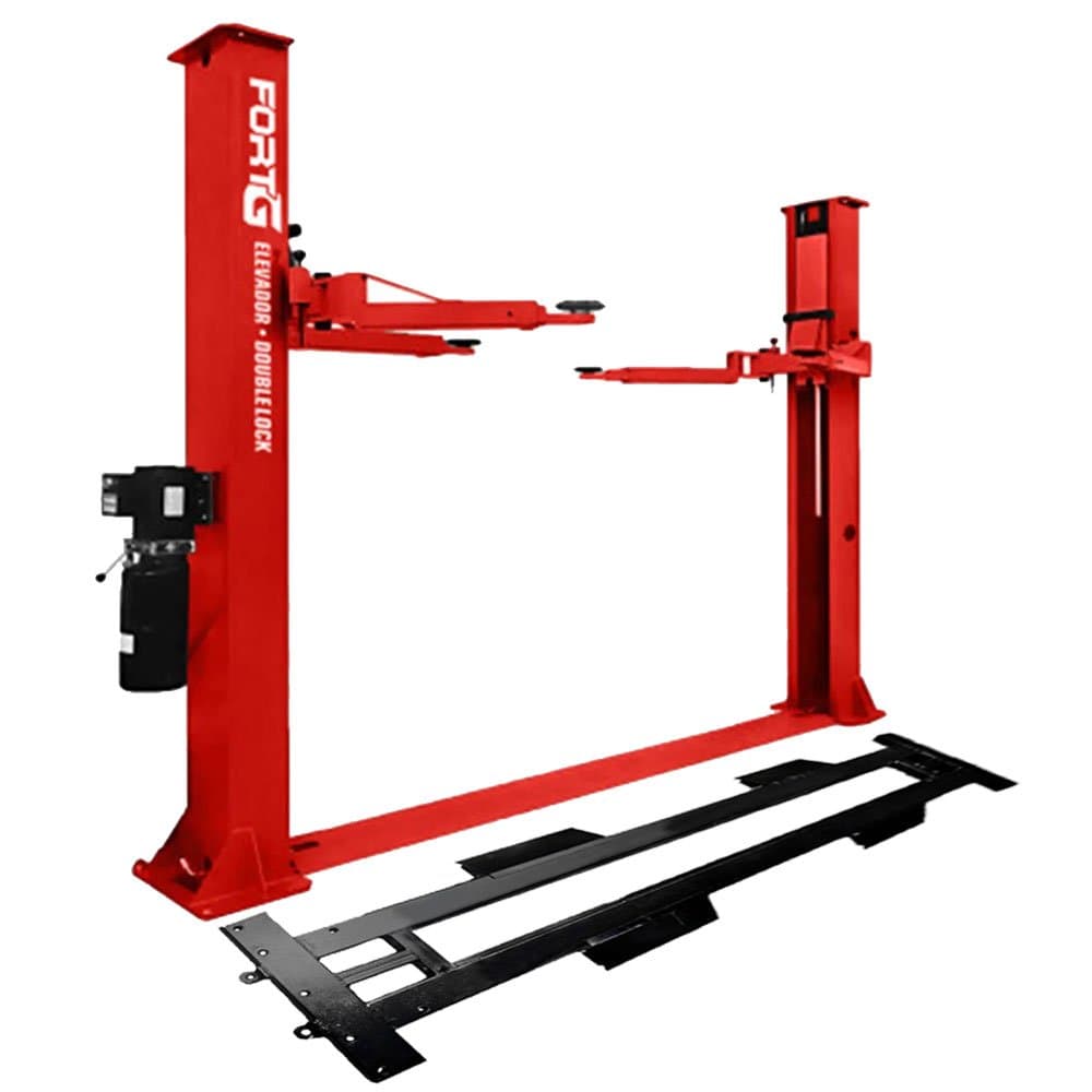 Combo Elevador Hidraulico 4 Toneladas Double Lock Vermelho com Parabolts Base para Elevador Hidraulico FG1000L e FG1001L 4 Toneladas FORTG-K5266