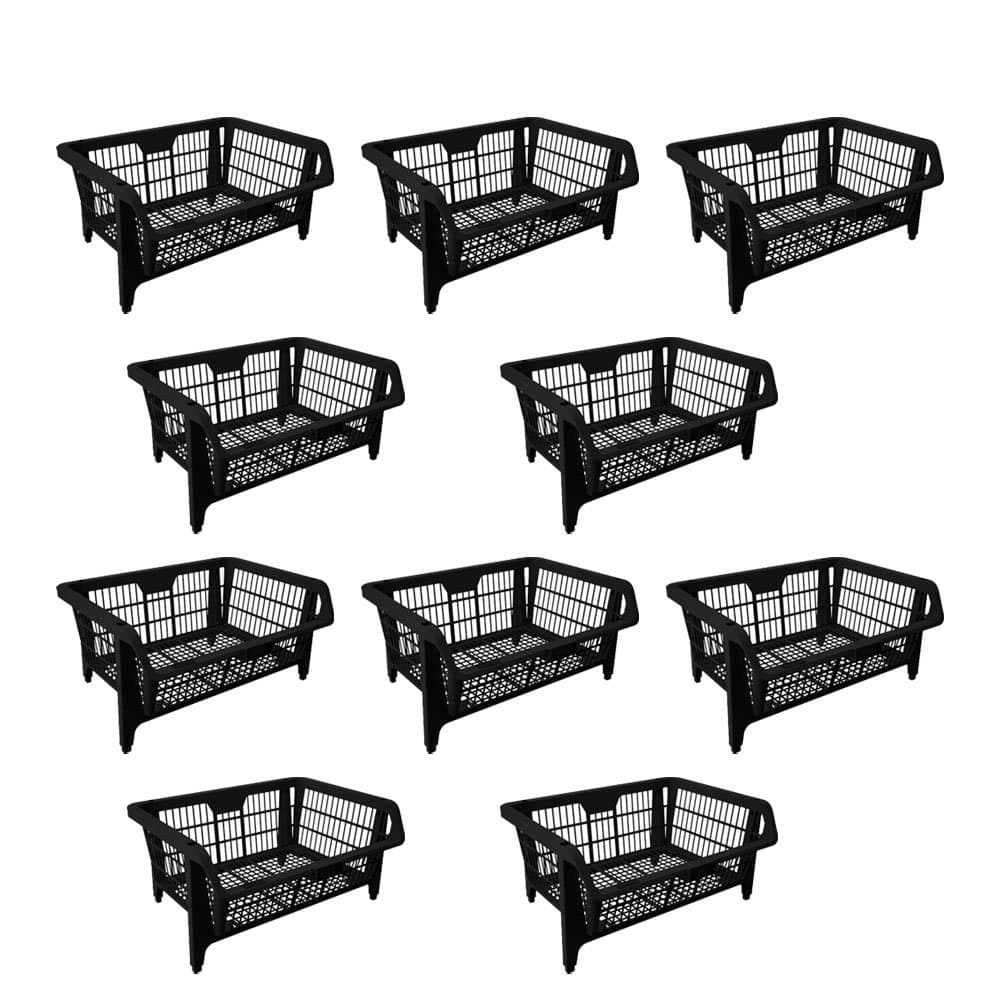 Kit com 10 Cestos Expositores Pratico Medio Preto PRESTO-K4650