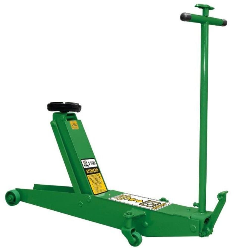 Macaco Jacare Hidraulico 2 Toneladas Extra Longo Verde com Roda de Ferro Profissional RIBEIRO-RM0002