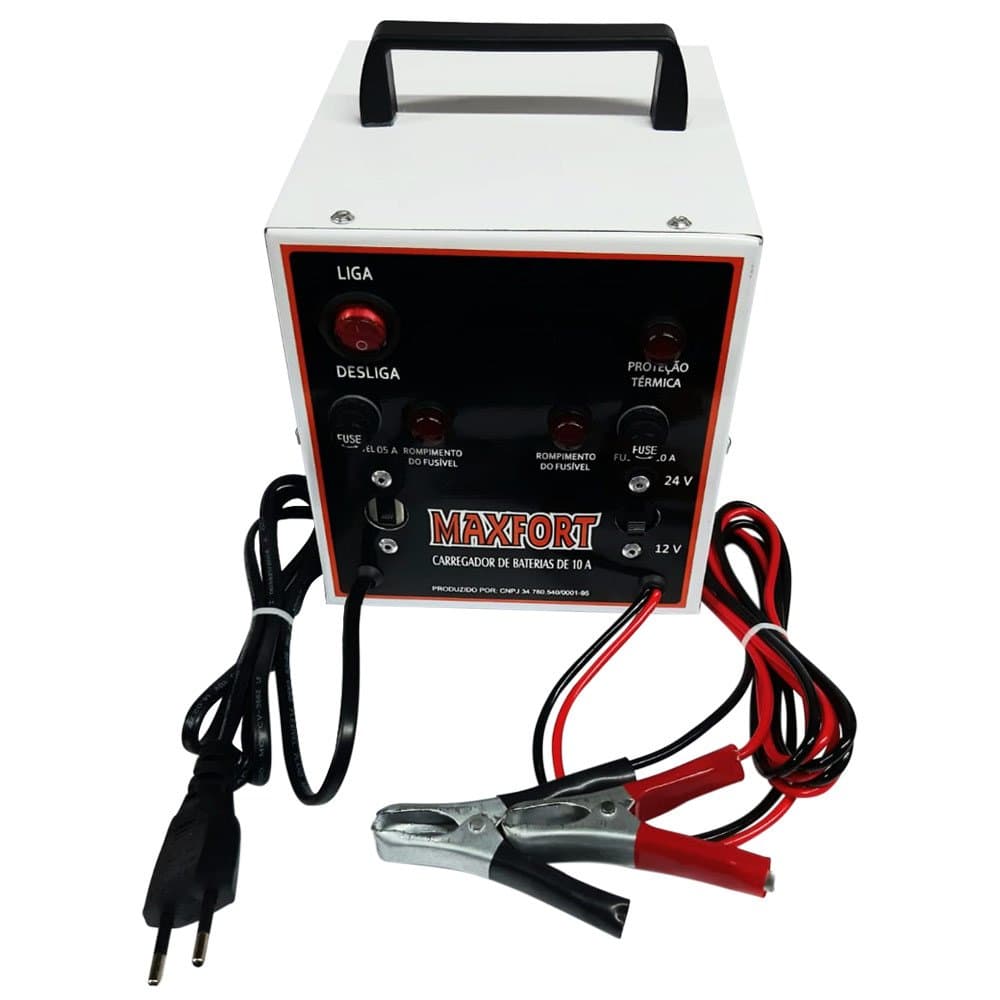 Carregador de Baterias Portatil 12 24V 10Ah Bivolt MAXFORT-MX6
