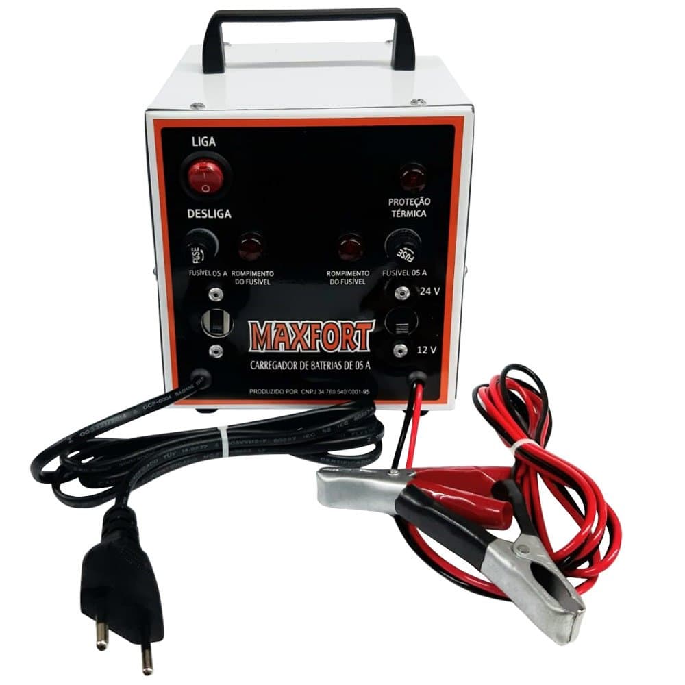 Carregador de Baterias Portatil 12 24V 5Ah Bivolt MAXFORT-MX7