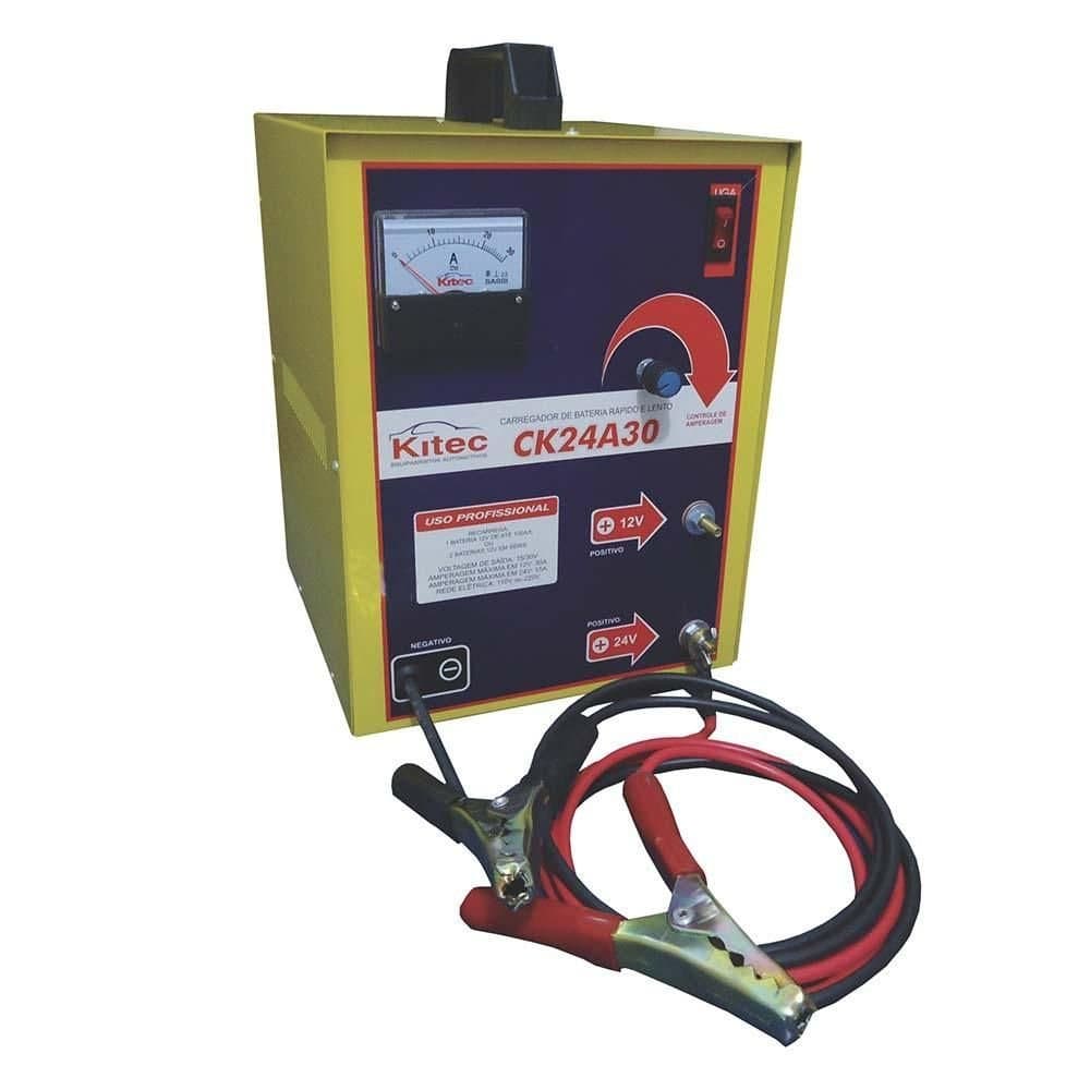 Carregador de Baterias Rapido e Lento com Auxiliar de Partida para Motos 30A 24V KITEC-CK24A30