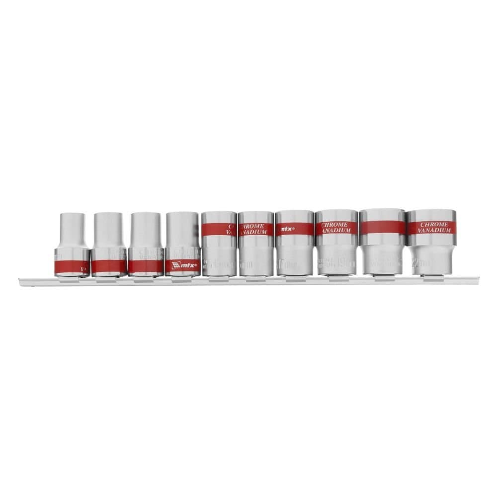 Jogo de Soquetes Sextavado 10 a 22 mm de 12 Pol com 10 Pecas MTX-135579