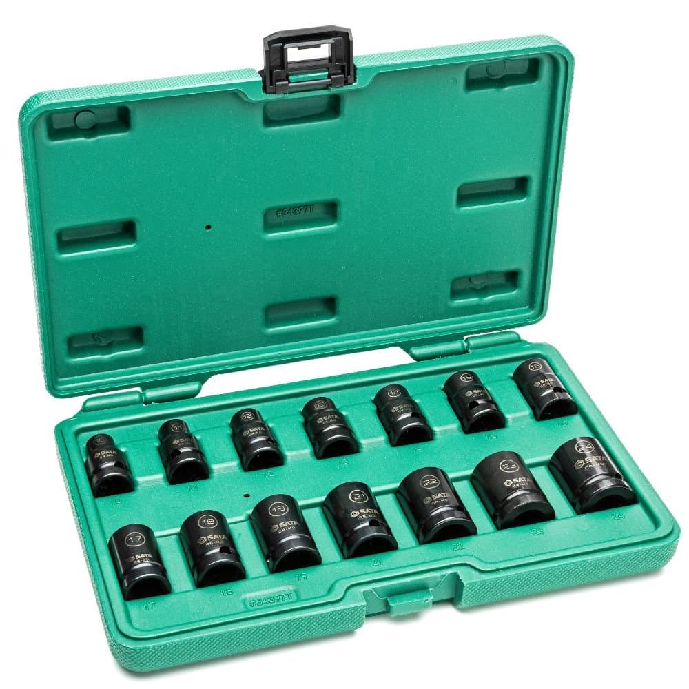 Jogo de Soquete de Impacto Parede Fina Thinwall de 10-24mm com 14 Pecas SATA-ST34397T