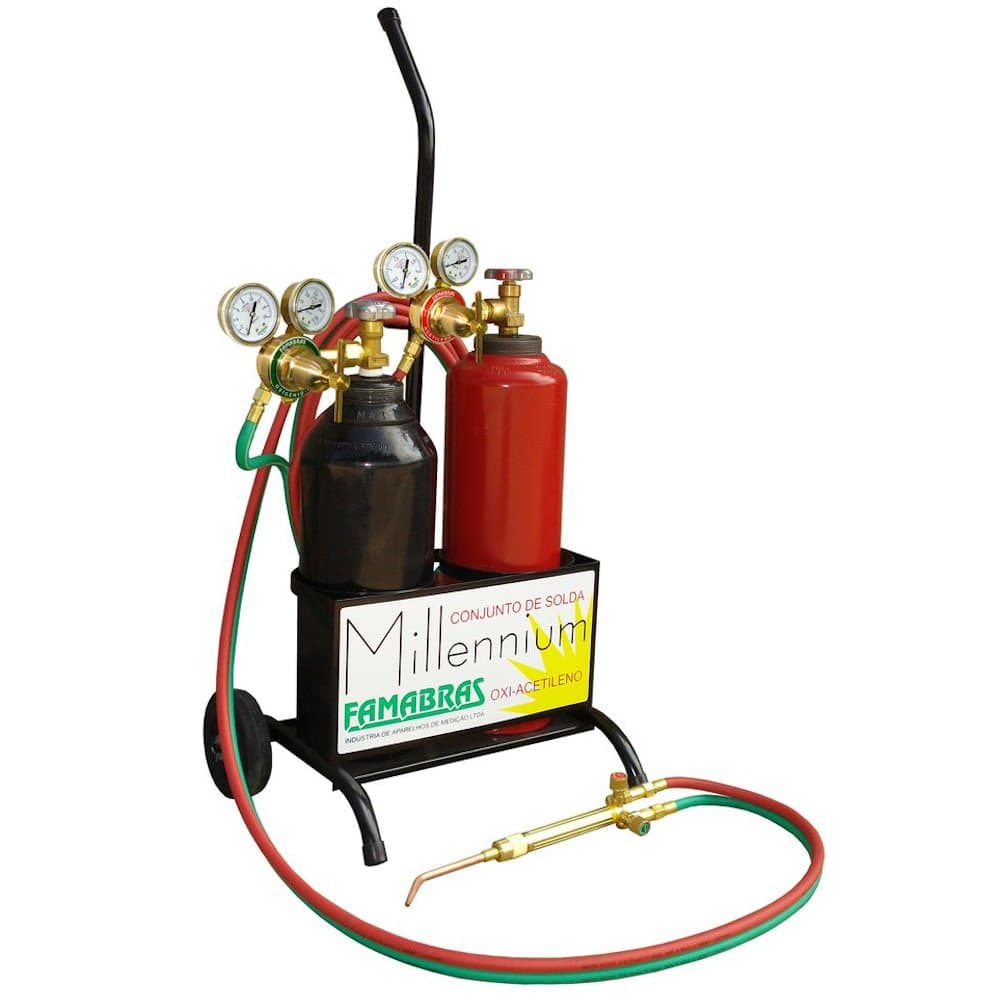 Conjunto de Solda Oxigenio-Acetileno Profissional com Carrinho e Reguladores FAMABRAS-22030301