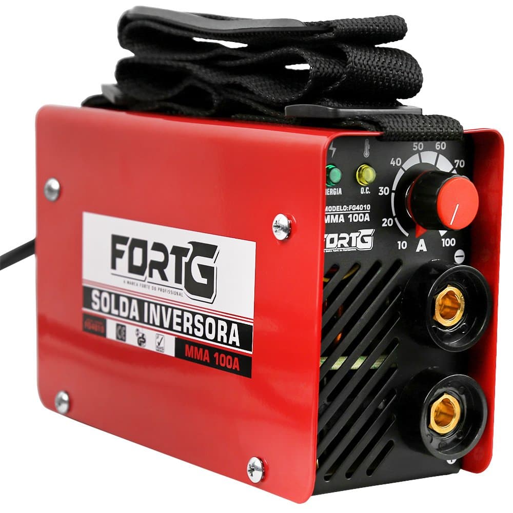 Maquina de Solda Inversora MMA 100A 220V Monofasica com Porta Eletrodo e Garra Negativa com Acessorios FORTGPRO-FG4010