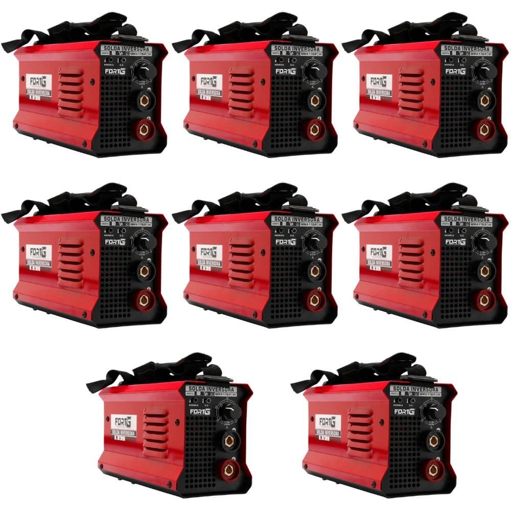 Kit com 8 Maquinas de Solda Inversora MMA170iP 170A Compacta Bivolt -FG4514 FORTGPRO-K8821