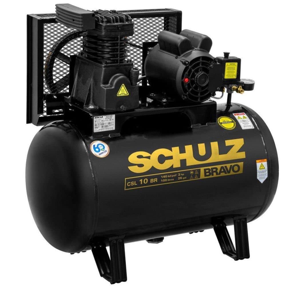 Compressor de Ar Bravo CSL 2HP 10 Pes 100L Trifasico 220380V SCHULZ-9217851-0