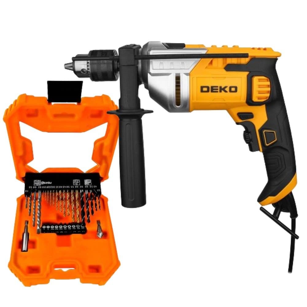 Combo Furadeira de Impacto 12 Pol 800W 110V com Jogo de Brocas e Bits com 32 Pecas DEKO-K7841