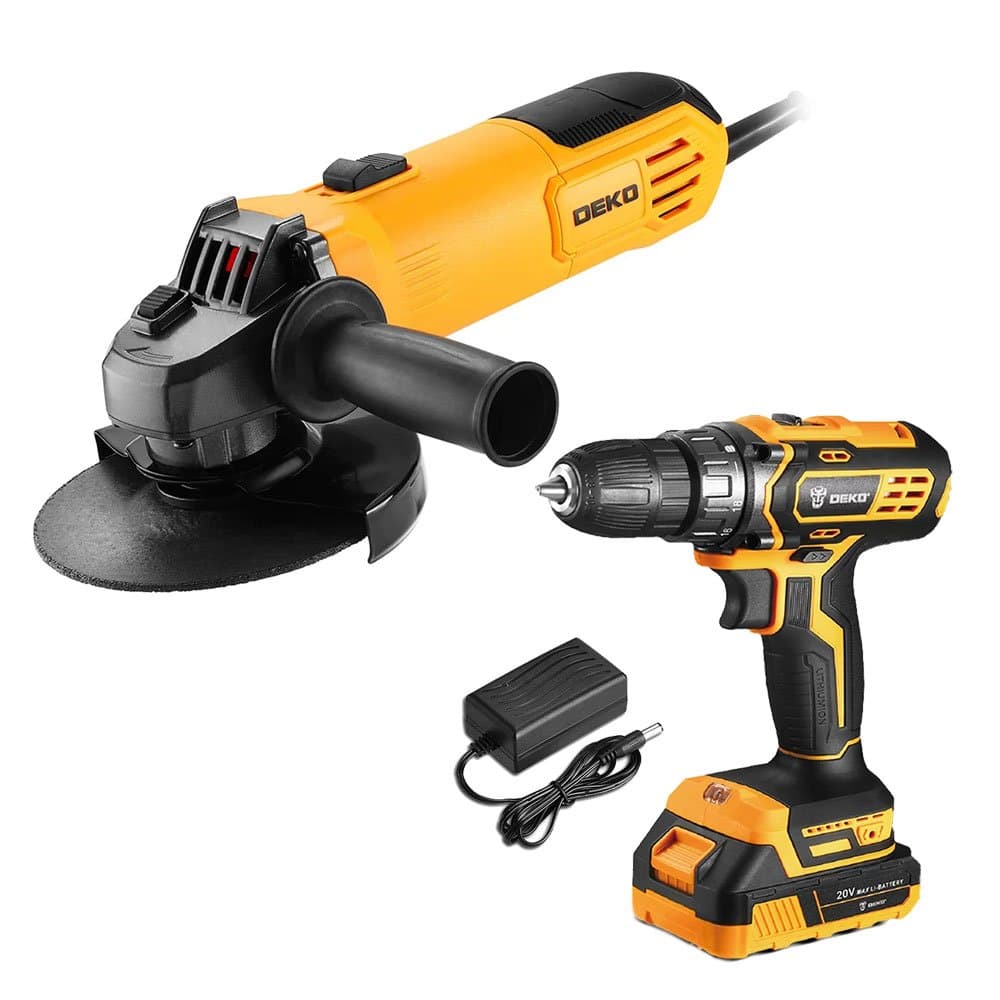 Combo Esmerilhadeira Angular 5 Pol 710W 12000Rpm 110V Parafusadeira Furadeira 38 Pol 20V com Bateria e Carregador DEKO-K532EAP