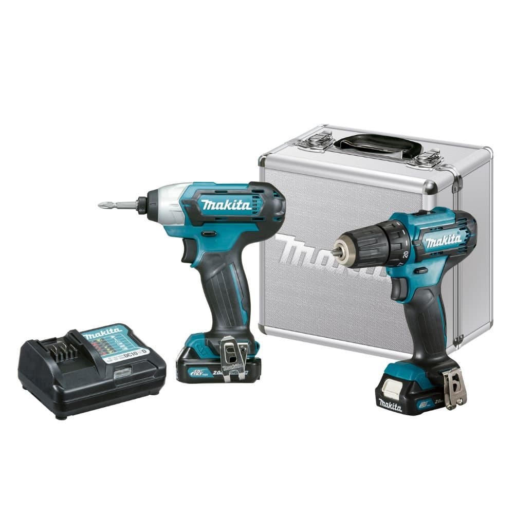 Combo ParafusadeiraFuradeira DF333D Parafusadeira TD110D a Bateria 12V com Maleta MAKITA-CLX224SAX
