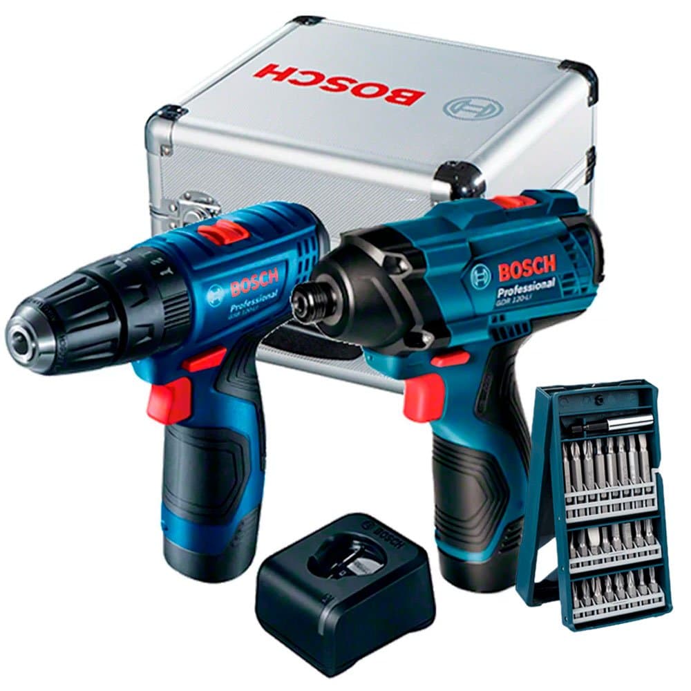 Combo Chave de Impacto e Parafusadeira -06019G80E3-000 12V Jogo de Bits -2607017400-000 25 Pecas BOSCH-K2423