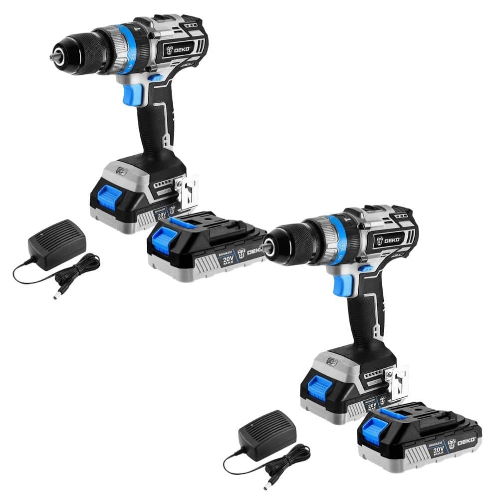 Kit com 2 Furadeira Parafusadeira de Impacto Brushless 12 Pol 62Nm com 2 Baterias de 15Ah 20V e Carregador Rapido Bivolt DEKO-K8855