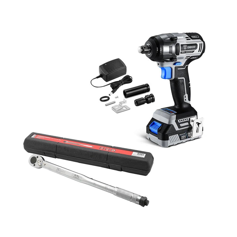 Chave de Impacto Parafusadeira Brushless 12 Pol 20V Carregador e Acessorios Torquimetro de Estalo 28 - 210 Nm com Encaixe de 12 Pol DEKO-K5034