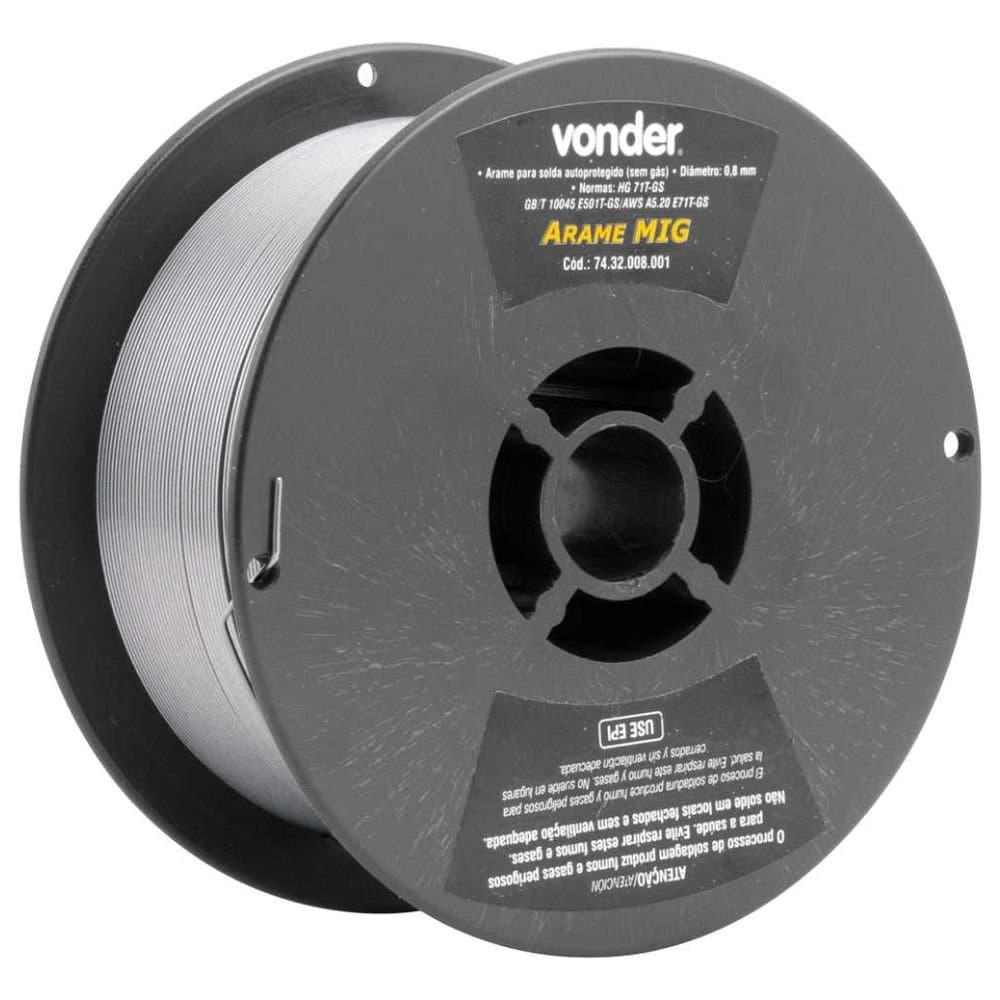 Arame de Solda MIGMAG 08mm 1Kg Sem Gas VONDER-7432008001