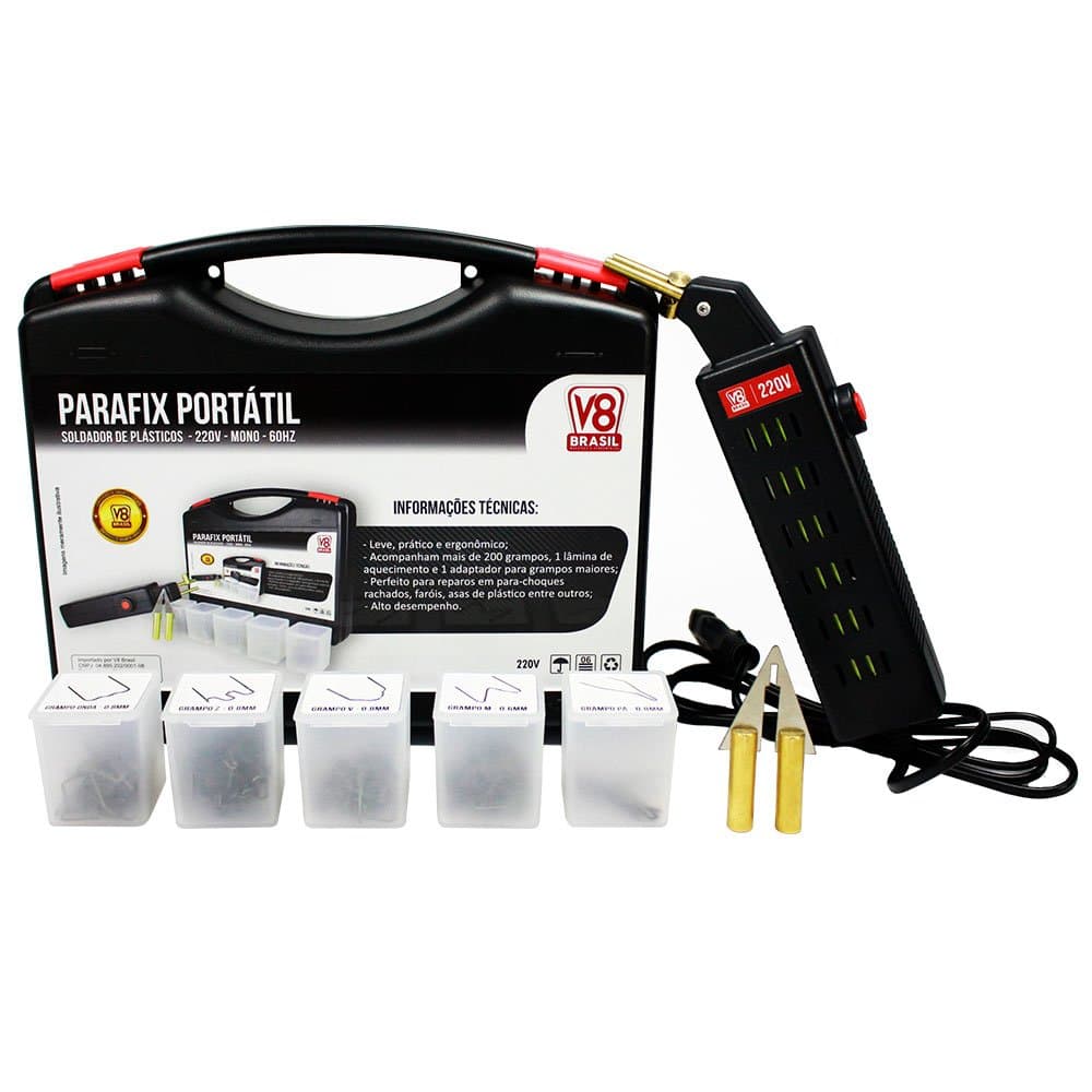 Soldador de Para-choque Parafix Portatil 110W 220V com Acessorios V8 BRASIL-20111