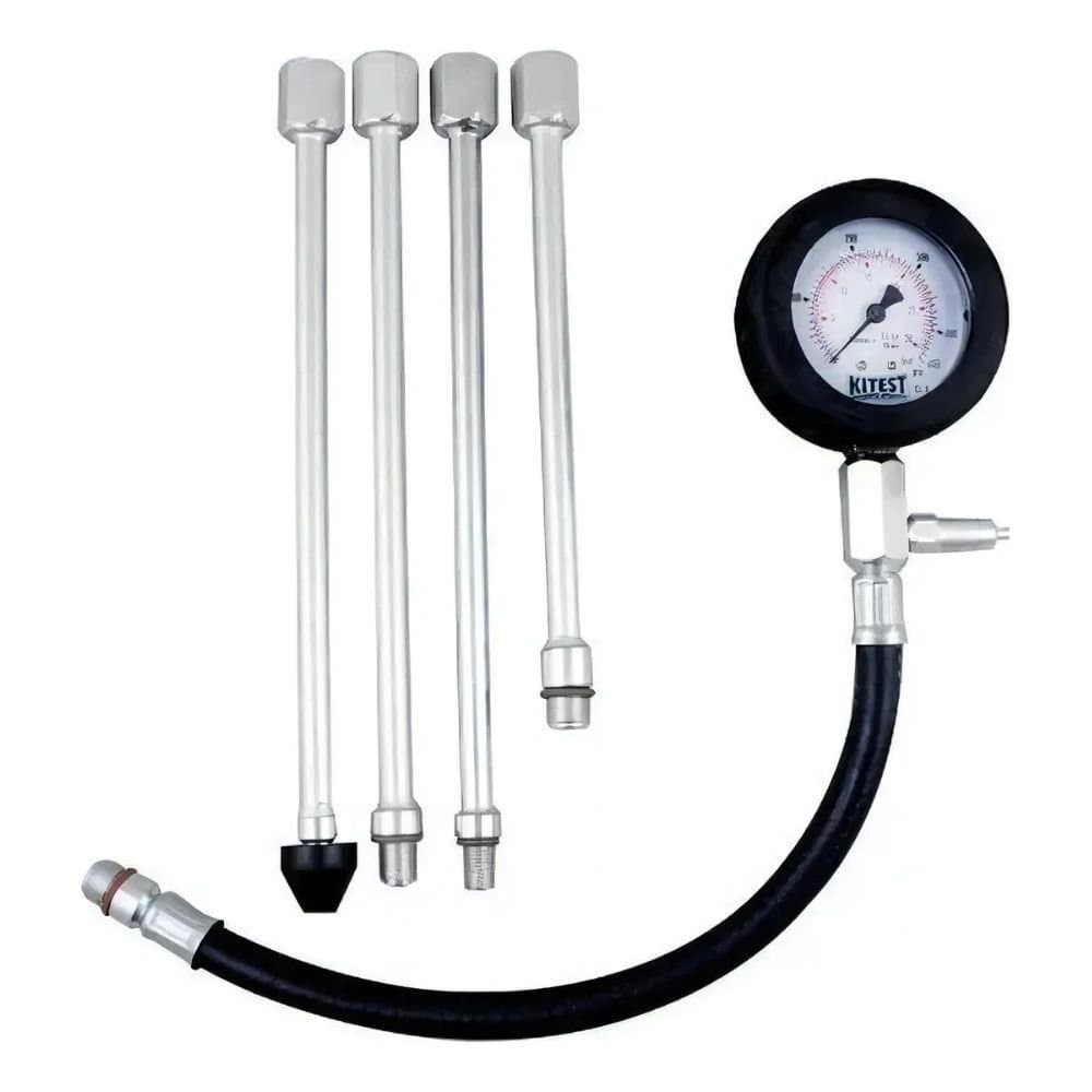 Medidor de Compressao de Cilindro para Moto com 4 Adaptadores KITEST-KA-026MOTO