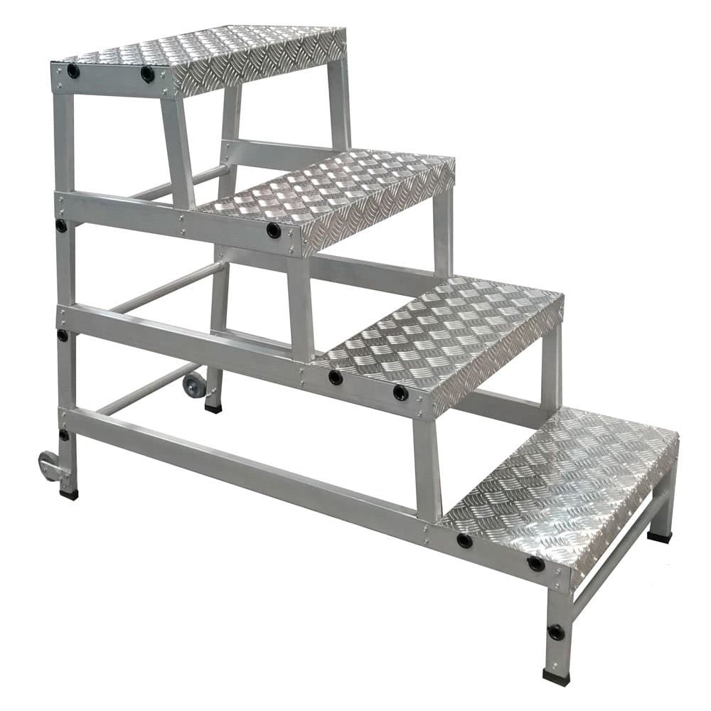 Escada Banqueta Reforcada Aluminio 4 Degraus 1 Metro ESCALEVE-BANPRO-1000