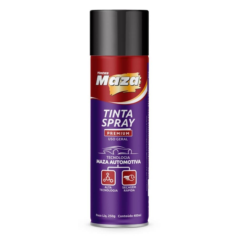 Tinta Spray Brilhante Preto 400ml 250g MAZA-23844