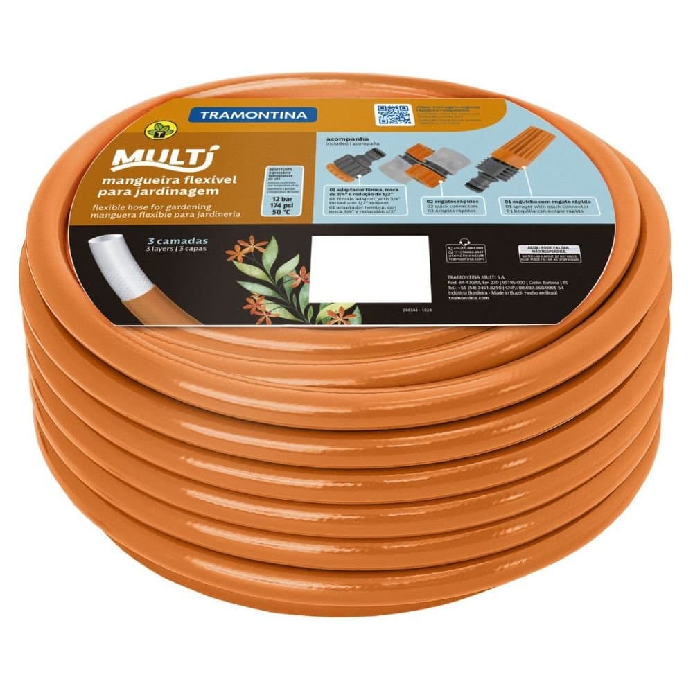 Mangueira Mult 12 Pol PVC 20m com Engates e Esguicho TRAMONTINA-79212201