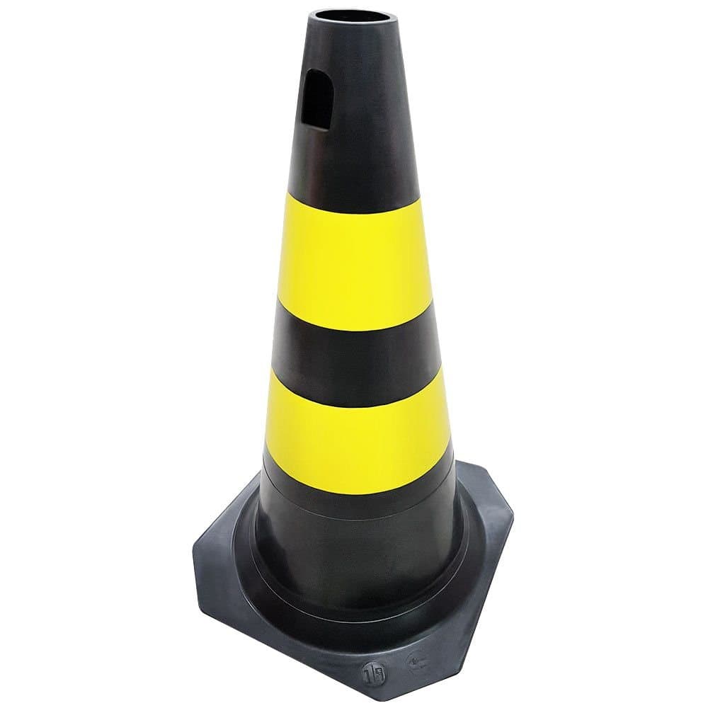 Cone PLT para Sinalizacao Preto com Amarelo 50cm PLASTCOR-70001304