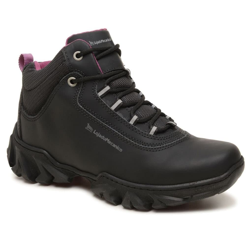 Bota de Seguranca Feminina em Couro Preto e Rosa com CA Tamanho 42 LOJA DO MECANICO-3456251474713