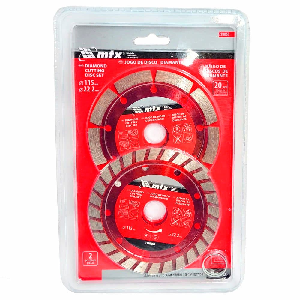Jogo de Discos Diamantados 115 X 222mm com 2 Unidades MTX-7316155