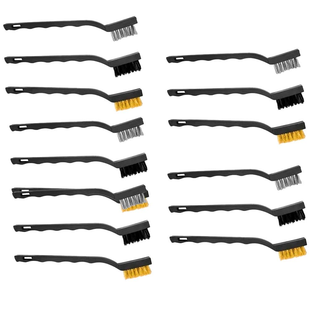 Kit com 5 Jogos de Escova de Aco Pequeno com Cabo Plastico 3 Pecas MTX-K6062