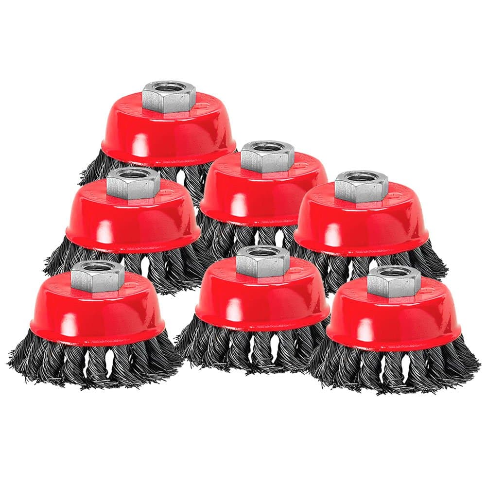 Kit com 7 Escovas de Aco tipo Copo Torcida 212Pol Rosca M14 MTX-K6085