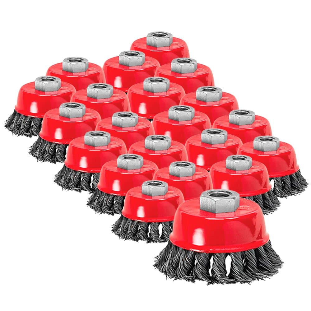 Kit com 21 Escovas de Aco tipo Copo Torcida 212Pol Rosca M14 MTX-K6086