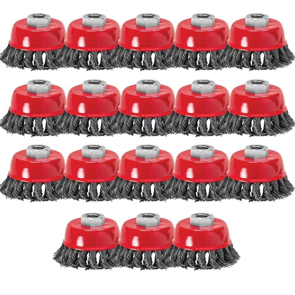 Kit com 18 Escovas de Aco tipo Copo Torcida 4Pol Rosca M14 MTX-3104