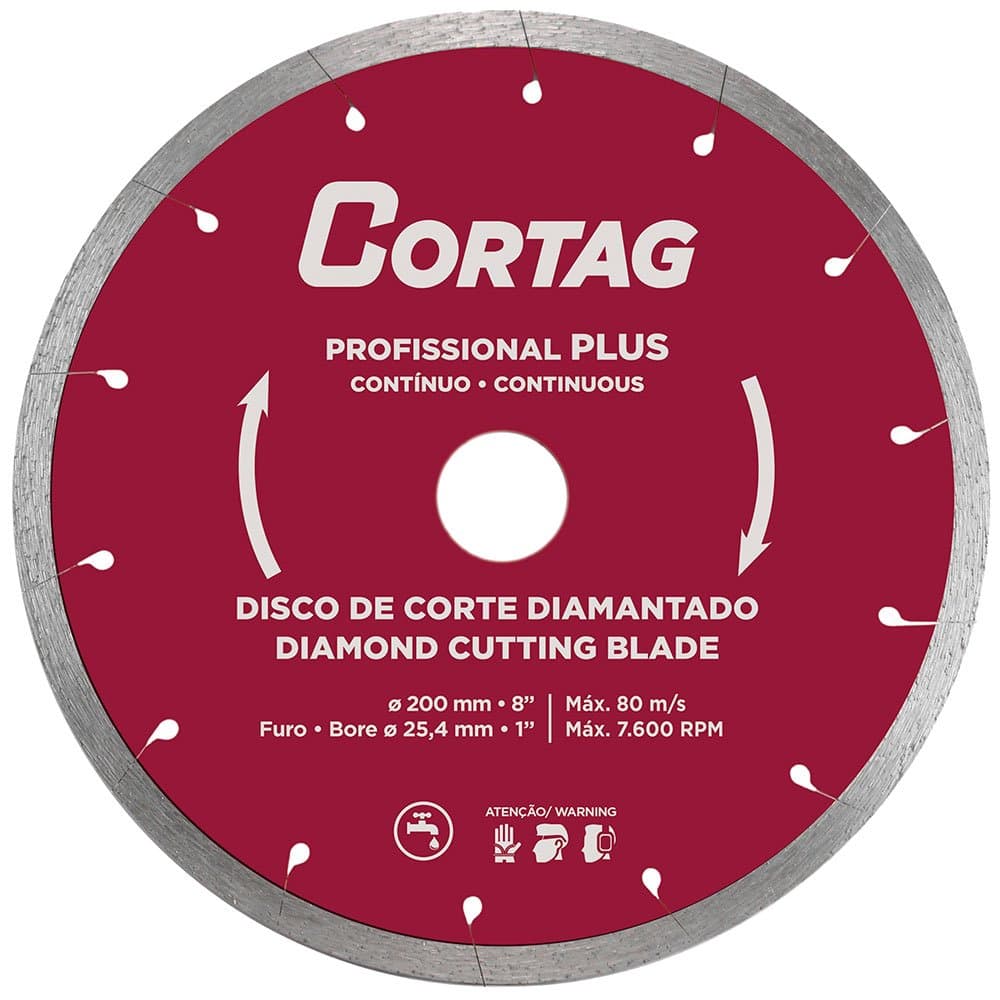 Disco de Corte Continuo Diamantado Profissional Plus 200mm CORTAG-60570