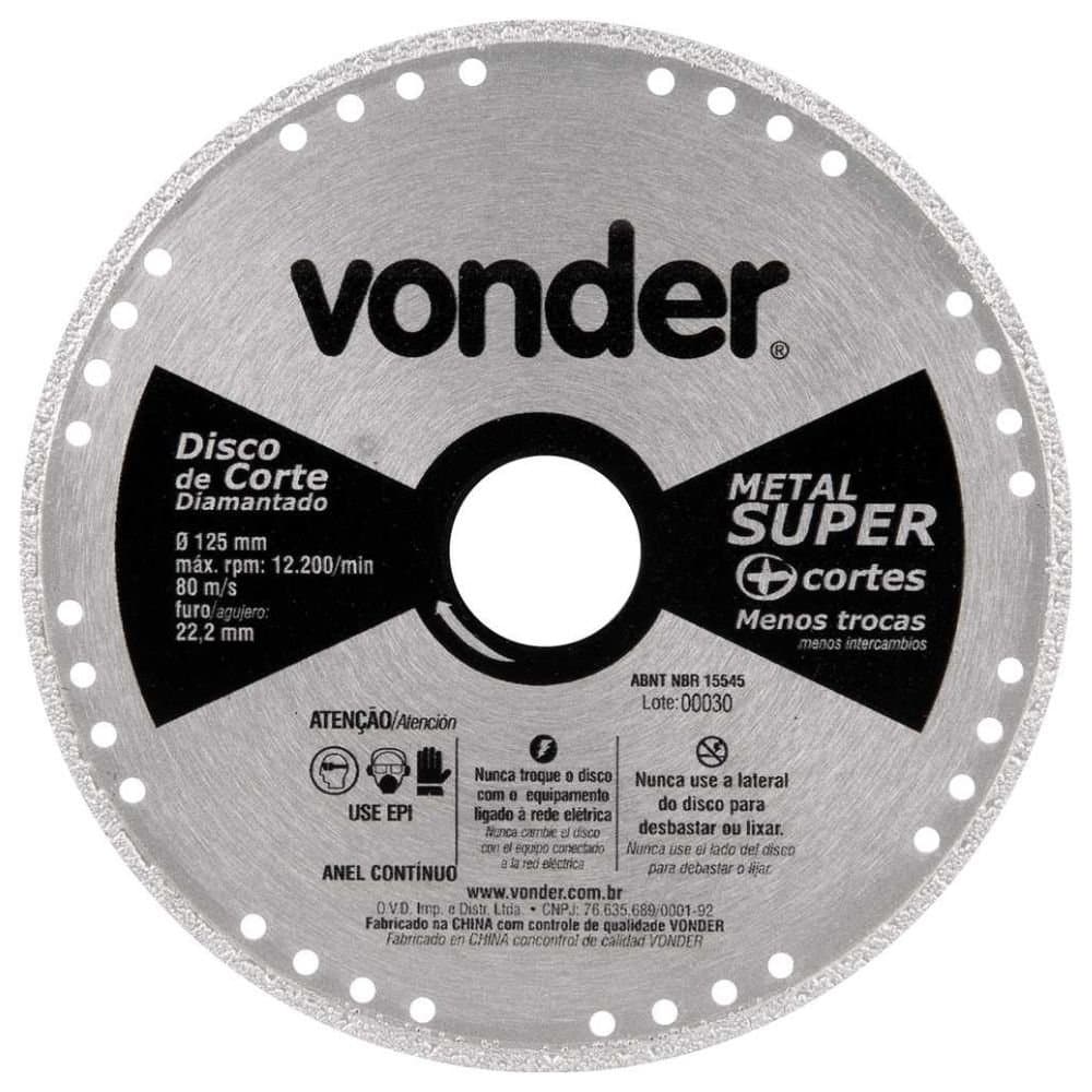 Disco de Corte Diamantado Continuo para Metais Metal Super 125 mm VONDER-1240000125