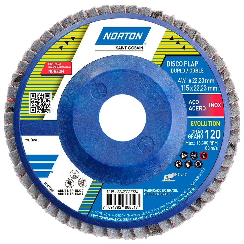 Disco Flap Evolution R822 115mm Grao 120 NORTON-66623313734