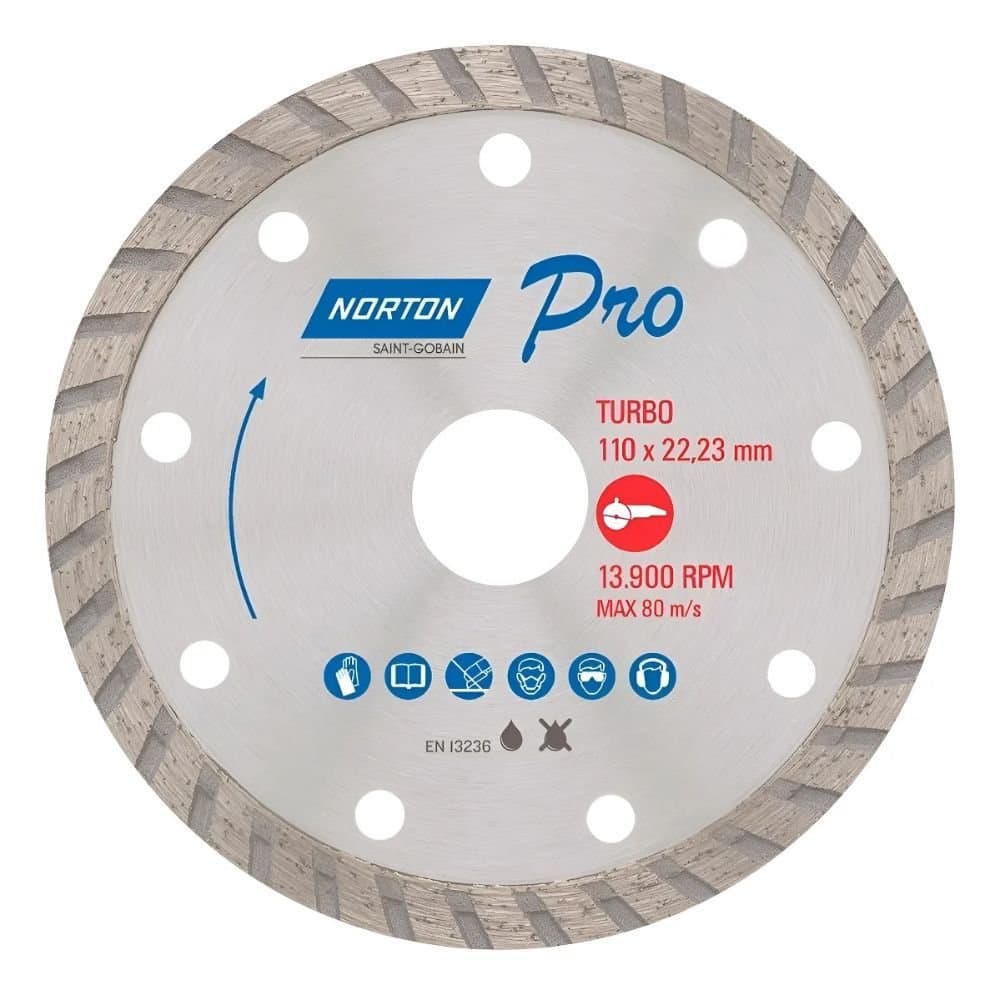 Disco de Corte Diamantado Pro Turbo 110 x 2223mm NORTON-70184624365