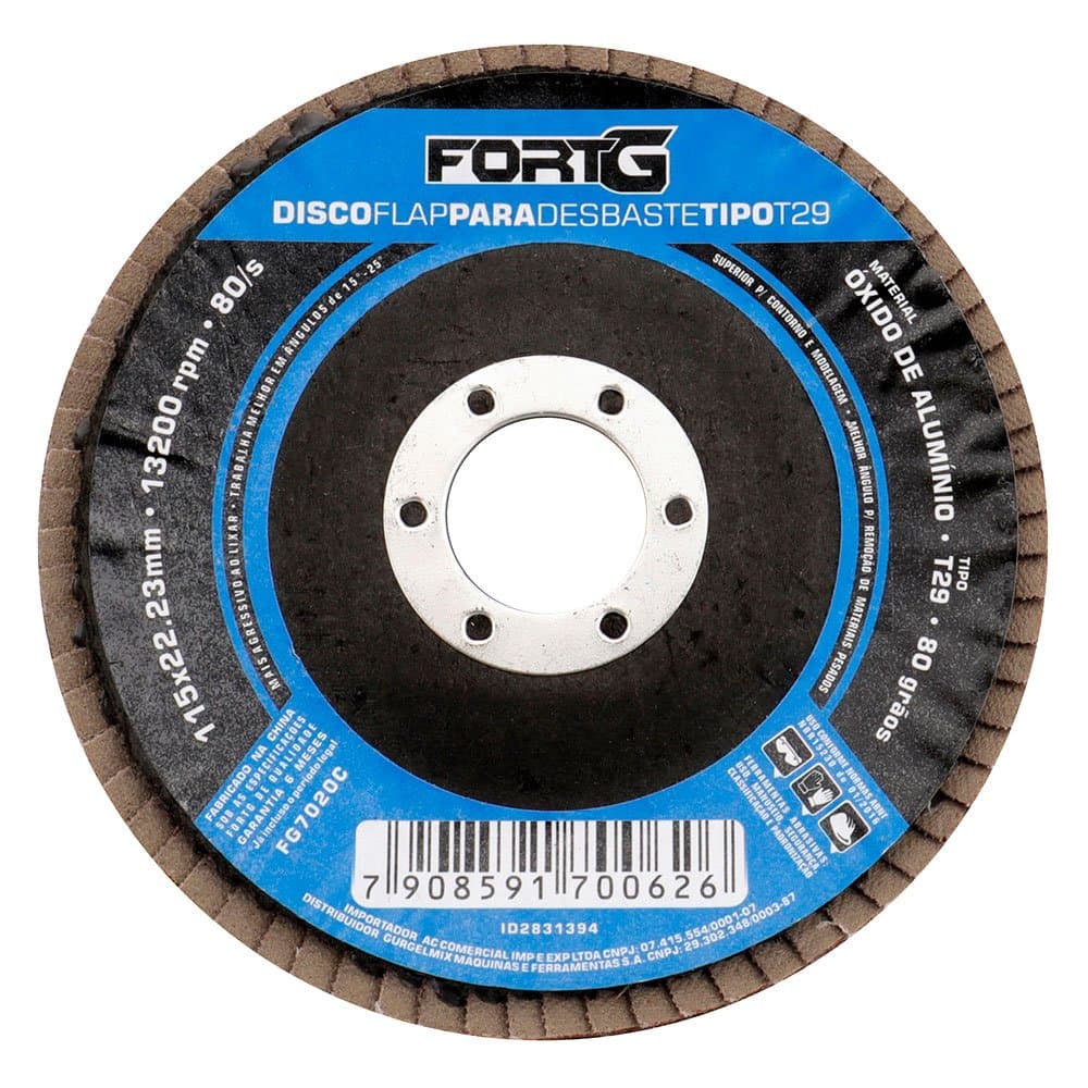 Disco Flap Abrasivo de Aluminio para Desbaste tipo T29 412 115x2223mm Grao 80 FORTGPRO-FG7020C