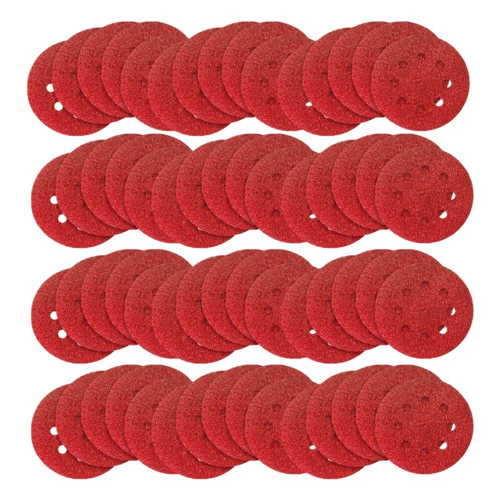 Kit com 24 Jogos de Discos de Lixa 125mm Grao 80 com Velcro Perfurado com 5 Pecas MTX-3068