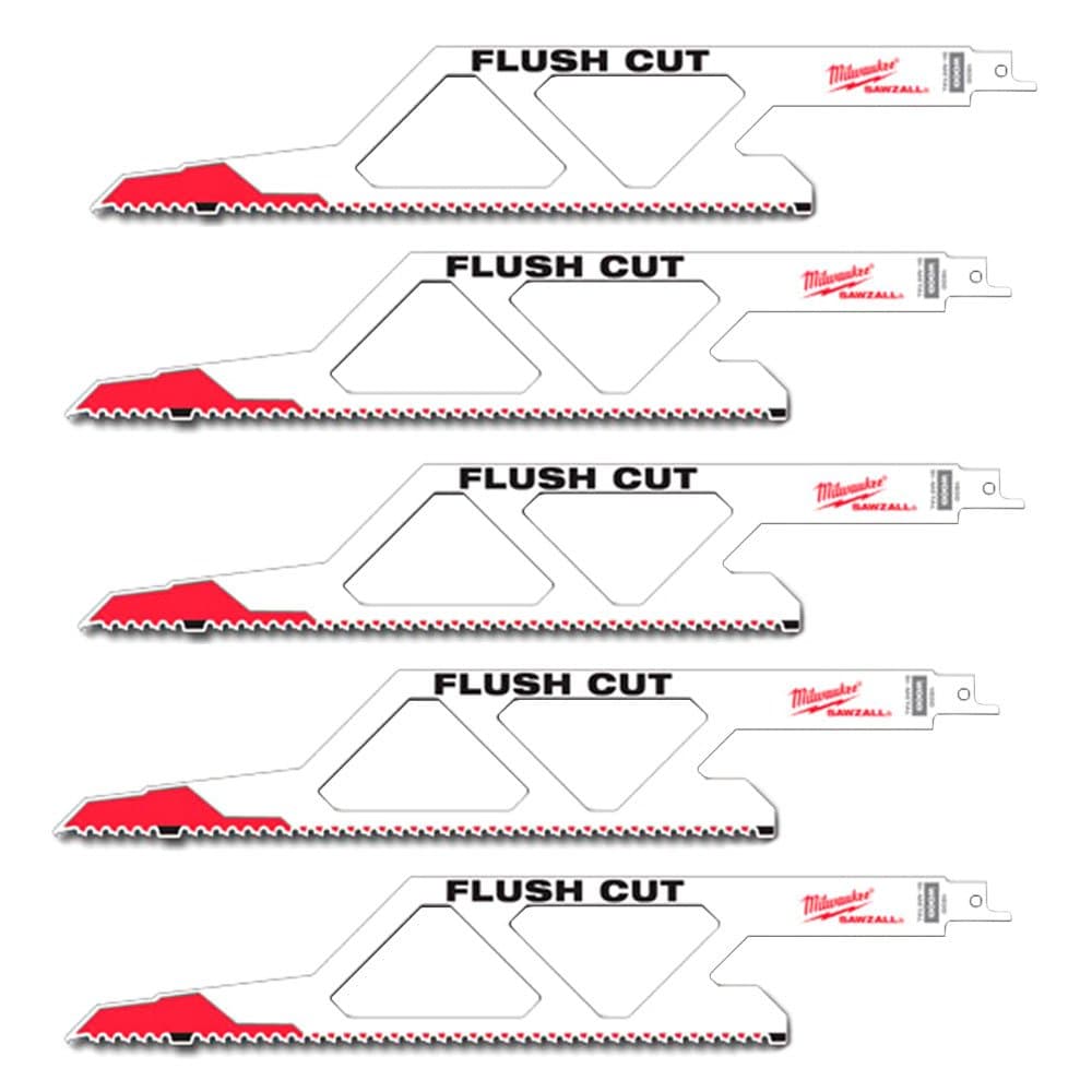 Lamina de Serra Sabre 6 Pol 46D Flash Cut para Madeira com 5 Unidades MILWAUKEE-48-00-5041