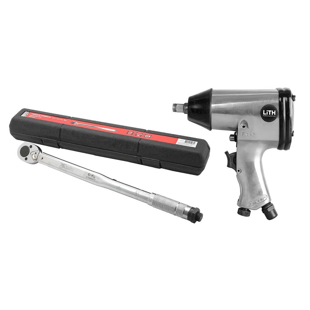 Combo Chave de Impacto Pneumatica 12 Pol Torquimetro de Estalo 28 - 210 Nm com Encaixe de 12 Pol LITH-K5029