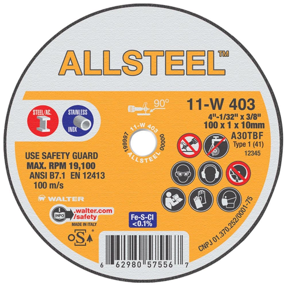 Disco de Corte AllSteel Mini Cut Off 4 x 132 x 38 Pol WALTER-11W403