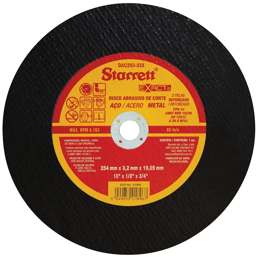 Disco de Corte para Aco 254x32x1587mm STARRETT-DAC250-33X