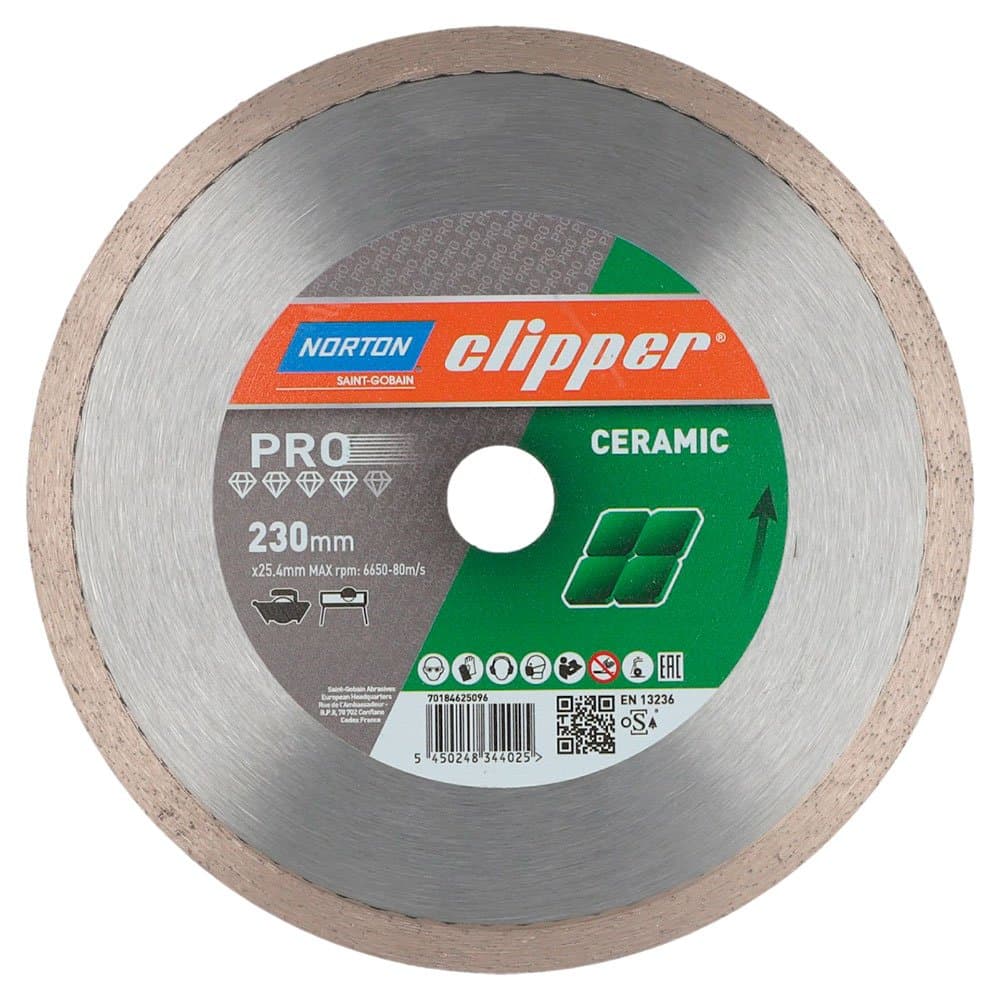 Disco de Corte Diamantado Clipper Pro Ceramic 230 x 19mm NORTON-000000070184625096