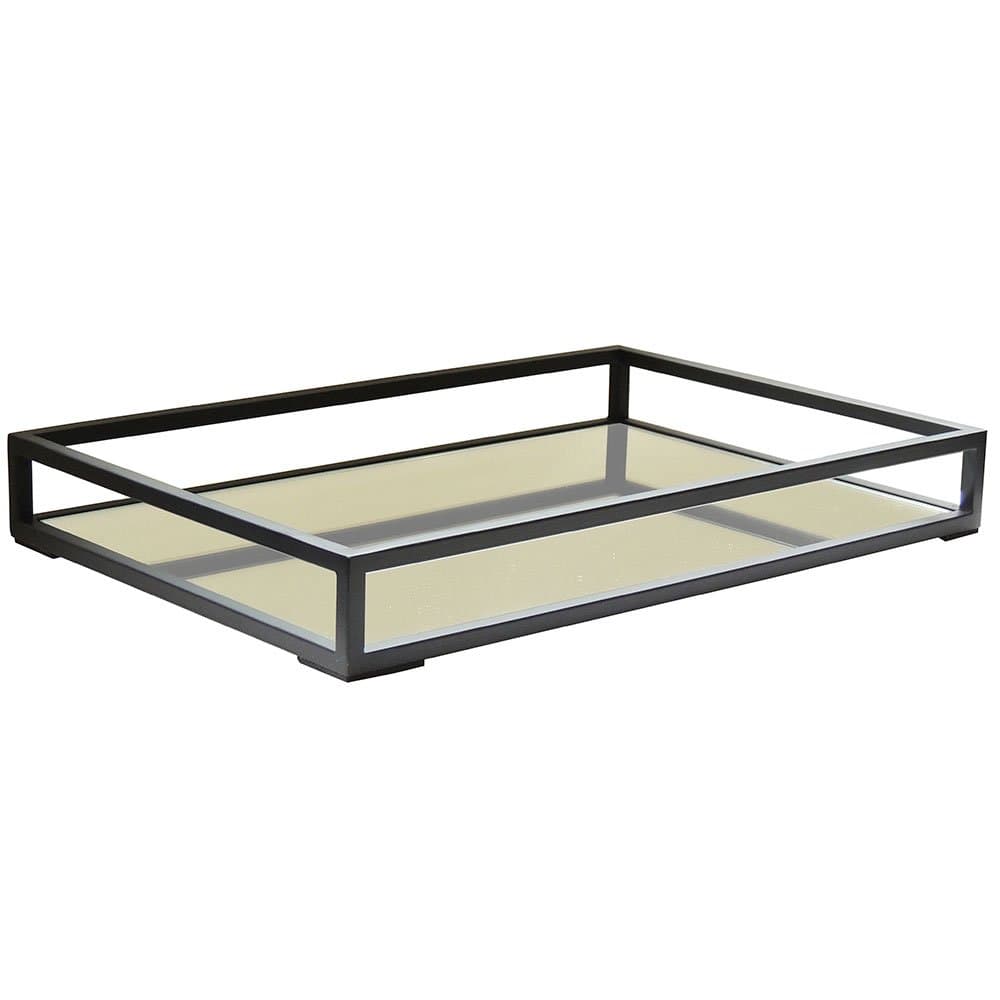 Bandeja Retangular Preto Fosco 45 x 30cm com Espelho DULER-356