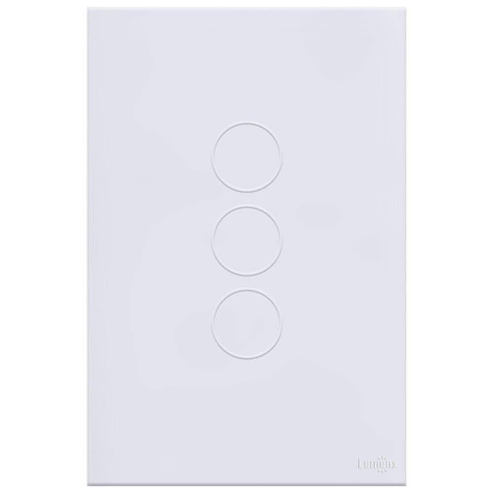 Interruptor Touch Glass em Acrilico Branco com 3 Botoes LUMENX-TGB3P