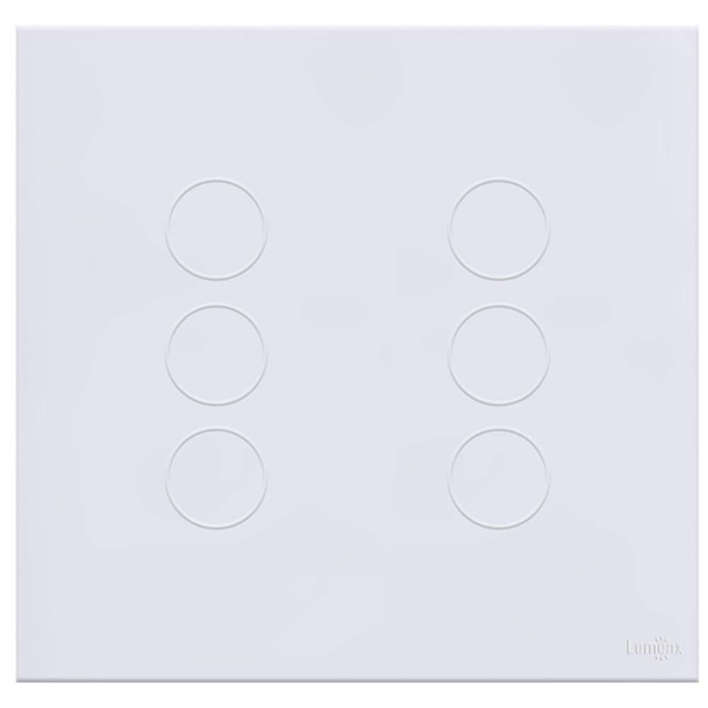 Interruptor Touch Glass em Acrilico Branco com 6 Botoes LUMENX-TGB6P