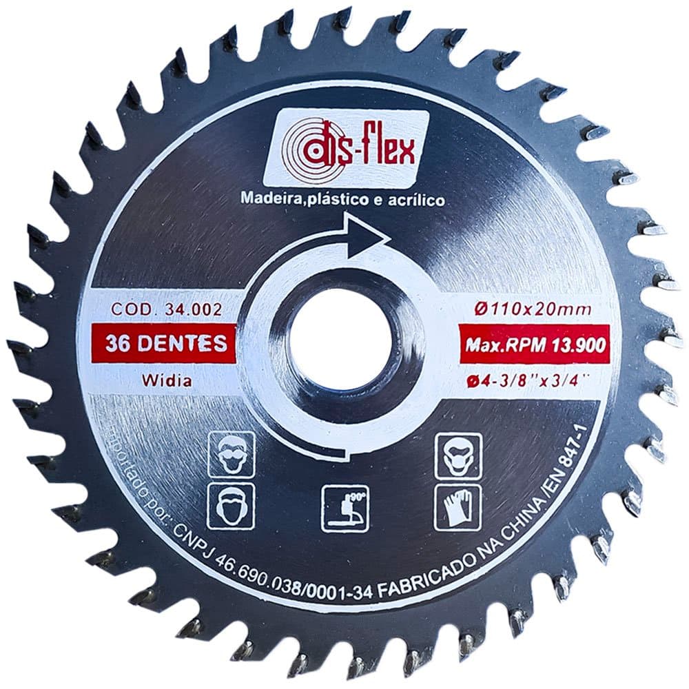 Disco de Serra Circular Widea 36 Dentes 438 X 34 Pol DISFLEX-34002