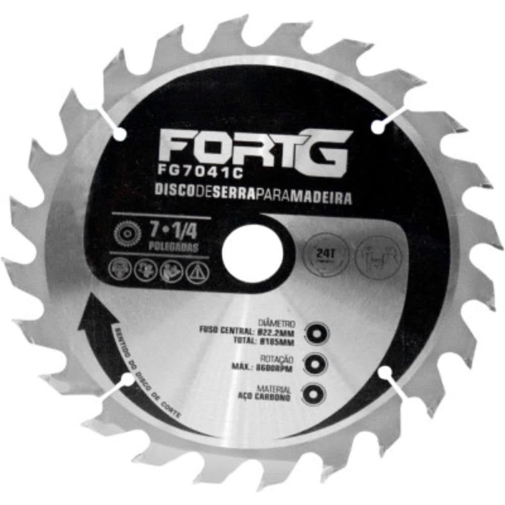 Disco de Serra para Madeira em Aco Carbono 714 Pol 185x2223mm 24T FORTGPRO-FG7041C
