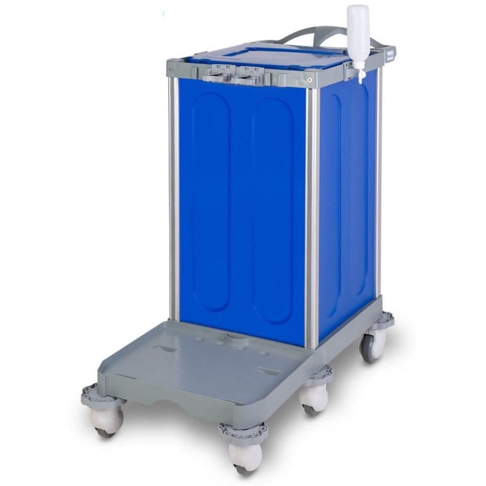 Carrinho Hospitalar Guard Hosp 202 com Dispensador e Bandeja Auxiliar BRALIMPIA-HOSP202