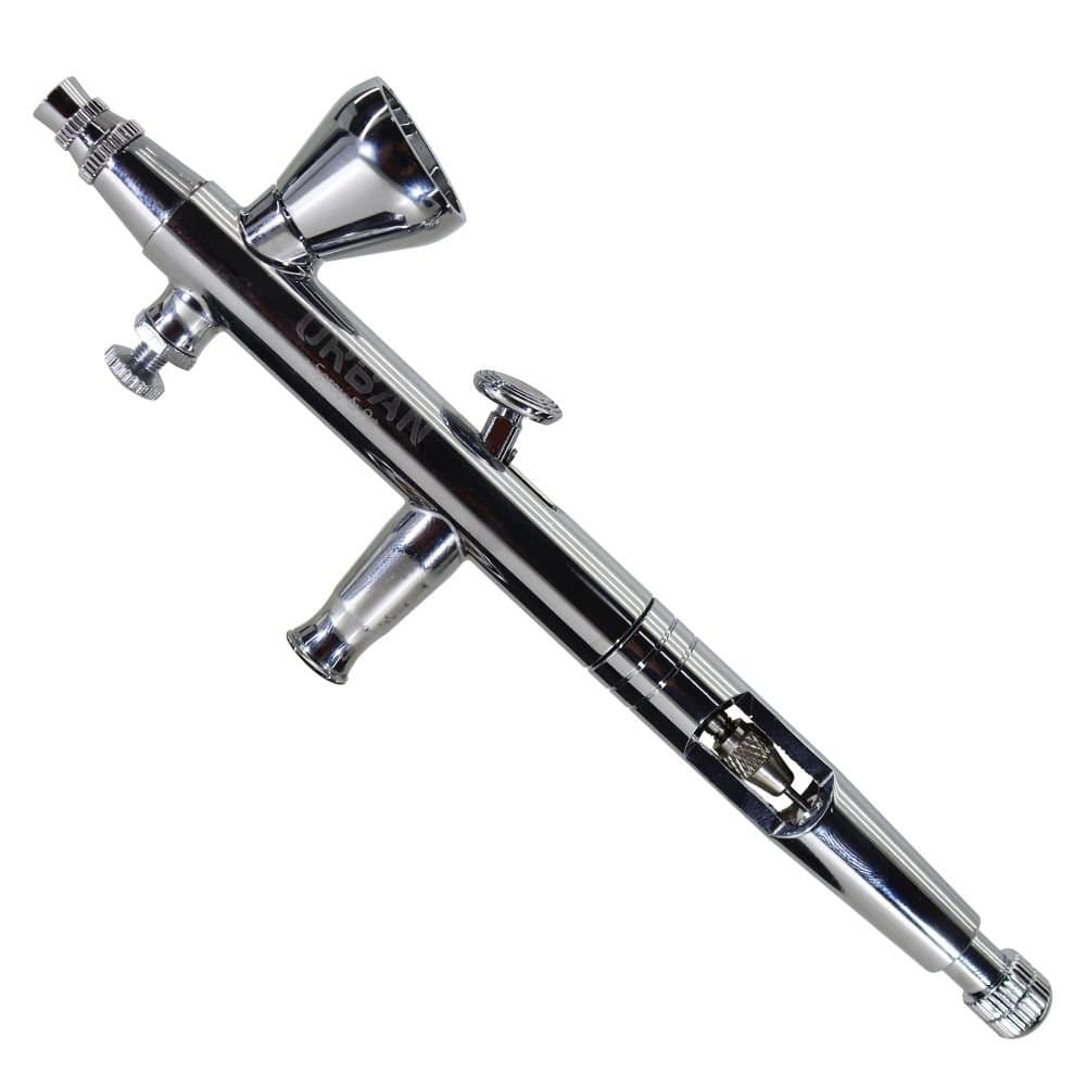 Conjunto Aerografo de Gravidade Dupla Acao Bico 3mm com 8 Pecas URBAN-UR523K